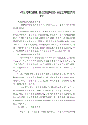 “凝心铸魂强根基、团结奋进新征程”主题教育经验交流材料.docx