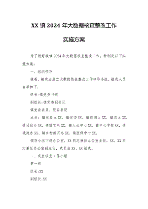 XX镇2024年大数据核查整改工作实施方案.docx