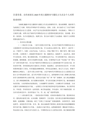 区委常委、宣传部部长2023年度主题教育专题民主生活会个人对照检查材料.docx