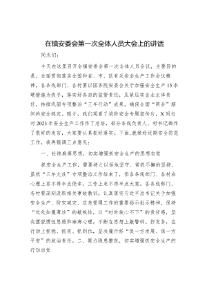 在镇安委会第一次全体人员大会上的讲话.docx