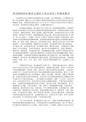 某市财政局纪委党支部民主评议党员工作情况报告.docx