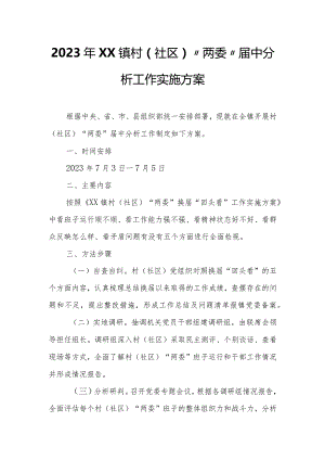 2023年XX镇村（社区）“两委”届中分析工作实施方案.docx