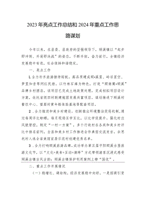 2023年亮点工作总结和2024年重点工作思路谋划(20231208).docx