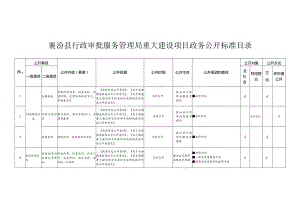 襄汾县行政审批服务管理局重大建设项目政务公开标准目录.docx