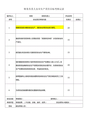 财务负责人安全生产责任目标考核记录.docx