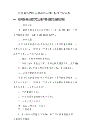 髌骨骨折内固定取出临床路径标准住院流程.docx