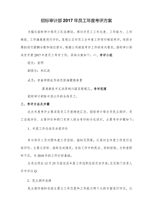 2017年招标审计部人员考评工作方案.docx