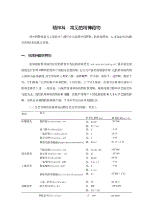 精神科：常见的精神药物.docx