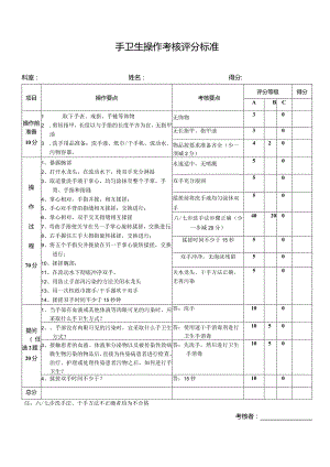 手卫生操作考核评分标准.docx