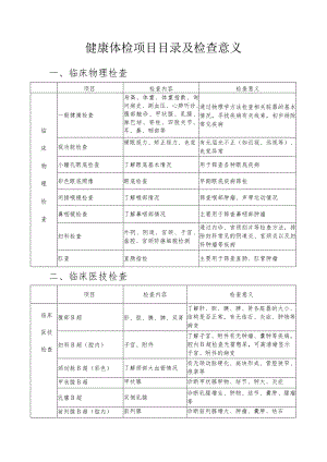 健康体检项目目录及检查意义.docx