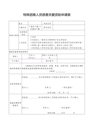 特殊困难人员慈善关爱资助申请表.docx
