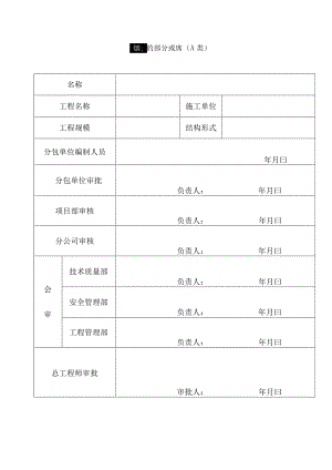 超过一定规模危险性较大的分部分项工程（A类）施工方案审批表.docx