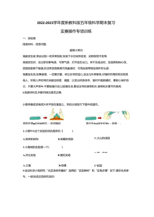 2022-2023学年度新教科版五年级上册科学期末实验操作专项训练(含答案).docx