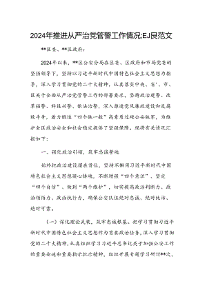 2024年推进从严治党管警工作情况汇报范文.docx