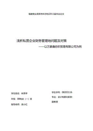 会计电算化浅的析私营企业财务管理的问题及对策.docx