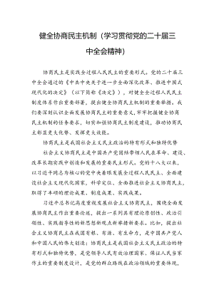 健全协商民主机制（学习贯彻党的二十届三中全会精神）.docx