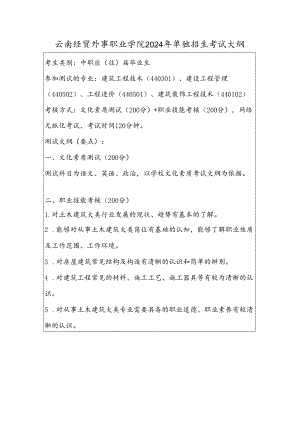 云南经贸外事职业学院2024年单独招生考试大纲——建筑工程技术类（中职）.docx