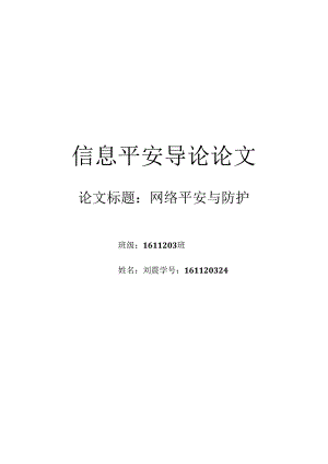 信息安全导论论文——网络安全.docx