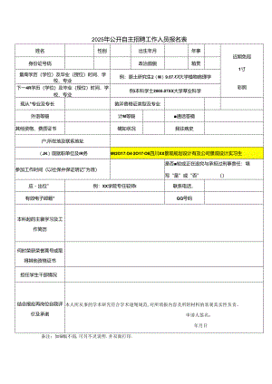 2025年公开自主招聘工作人员报名表.docx