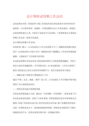会计领班试用期工作总结.docx