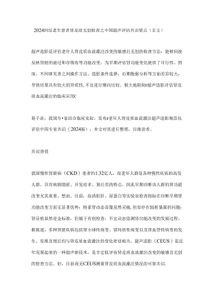 2024纠结老年患者肾皮质无创检查之中国超声评估共识要点（全文）.docx