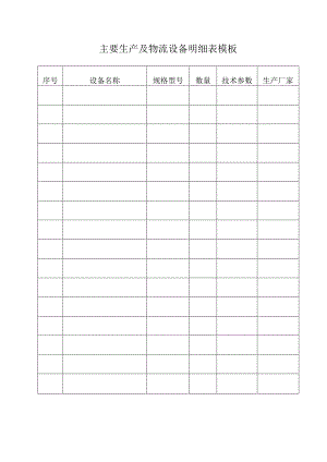 主要生产及物流设备明细表模板.docx