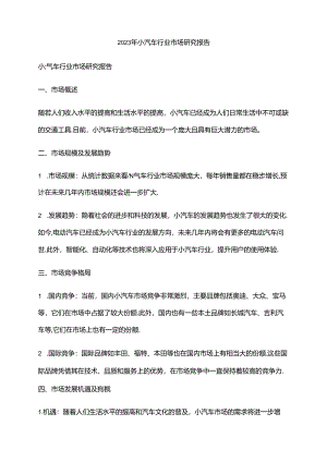 2023年小汽车行业市场研究报告.docx