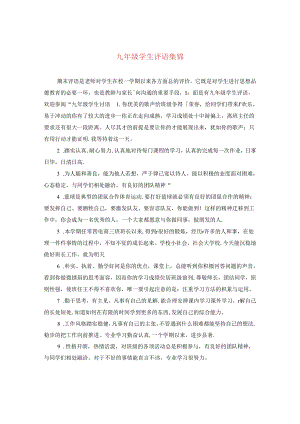 九年级学生评语集锦.docx