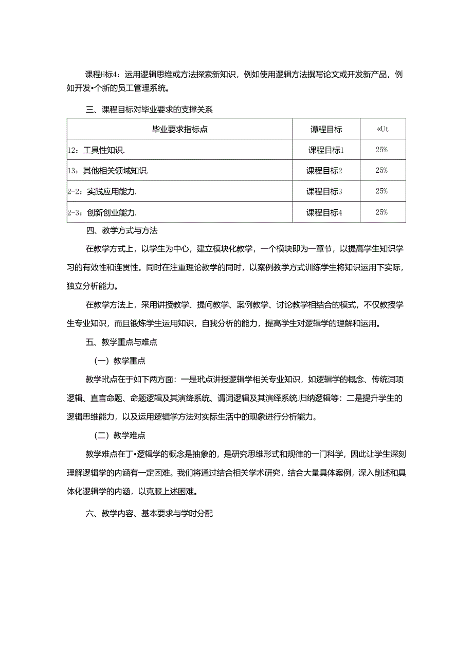 0323D00010-逻辑学-2023版本科专业人才培养方案教学大纲（理论课程）模板.docx_第2页