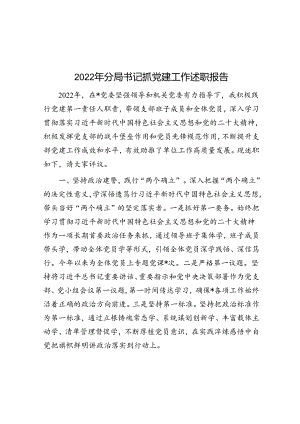 2022年分局书记抓党建工作述职报告.docx