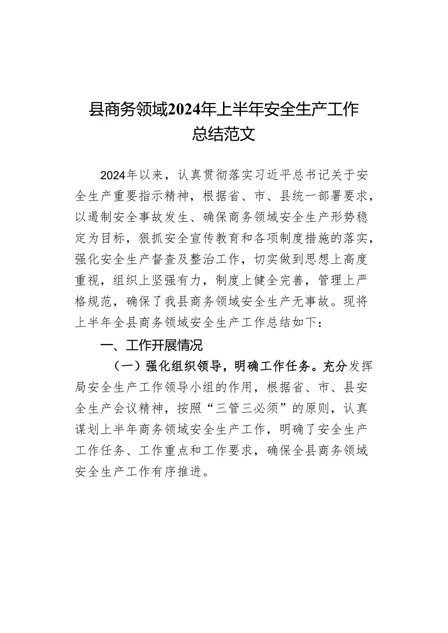 2024年上半年安全生产工作总结汇报报告.docx_第1页