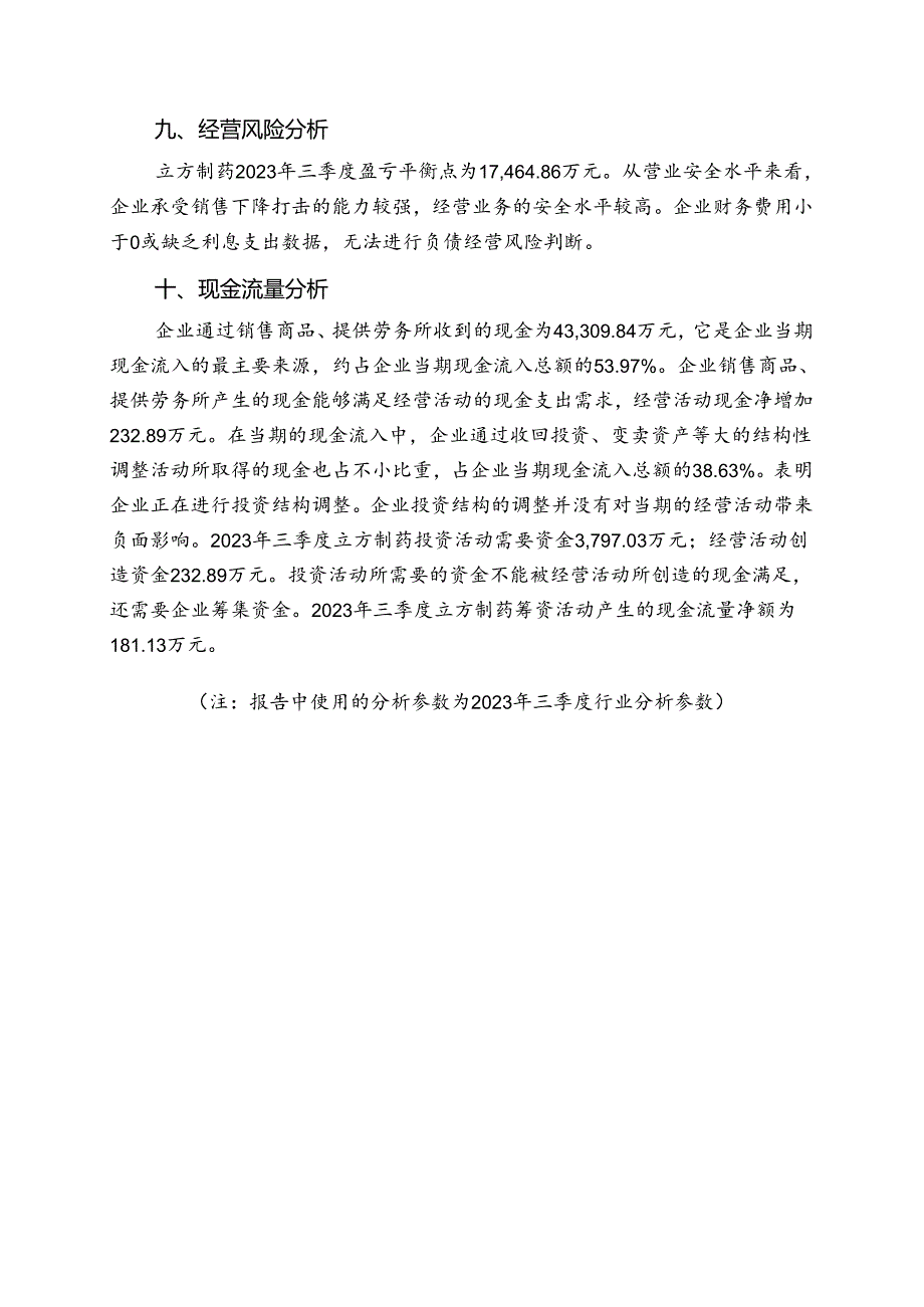 003020立方制药2023年三季度财务分析结论报告.docx_第3页