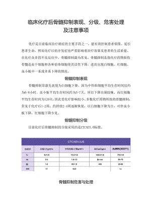 临床化疗后骨髓抑制表现、分级、危害处理及注意事项.docx