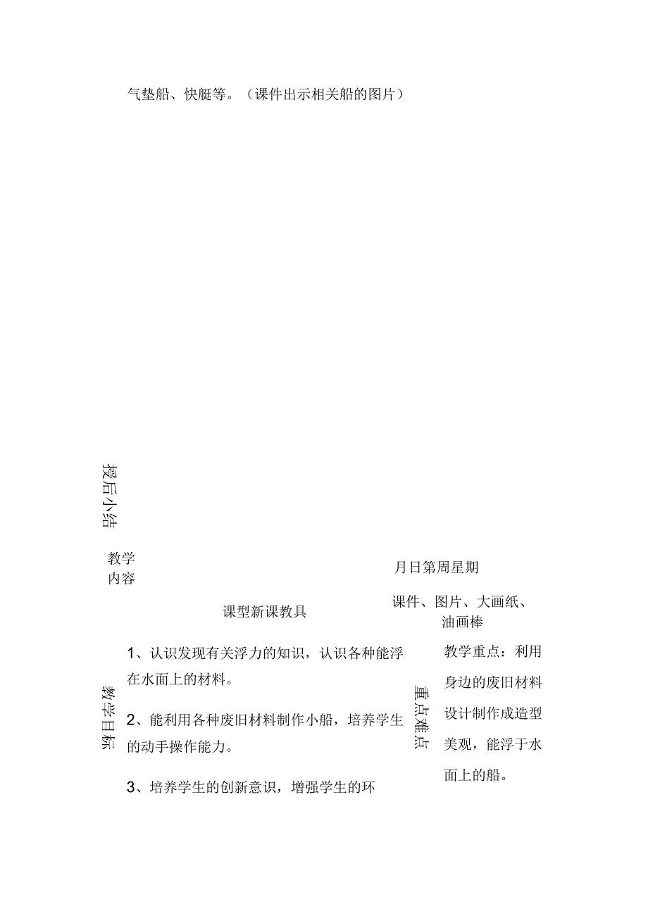 人教版一年级下册美术教案表格.docx_第3页