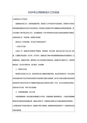 2024年公司财务会计工作总结.docx