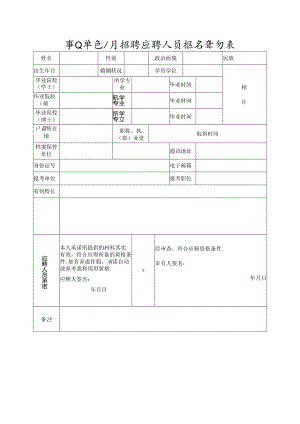 事业单位公开招聘应聘人员报名登记表.docx