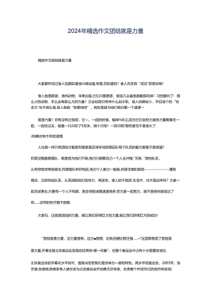 2024年精选作文团结就是力量.docx