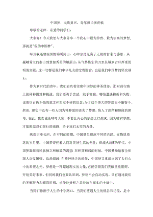 中国梦民族复兴青年担当演讲稿.docx