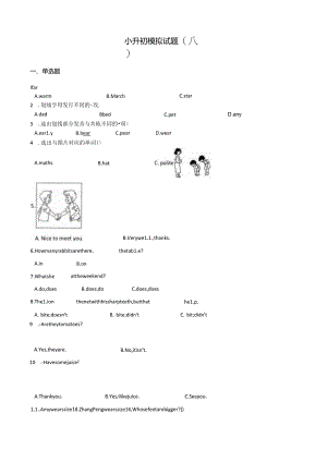 2024小升初模拟试题（八）5页（含答案）.docx