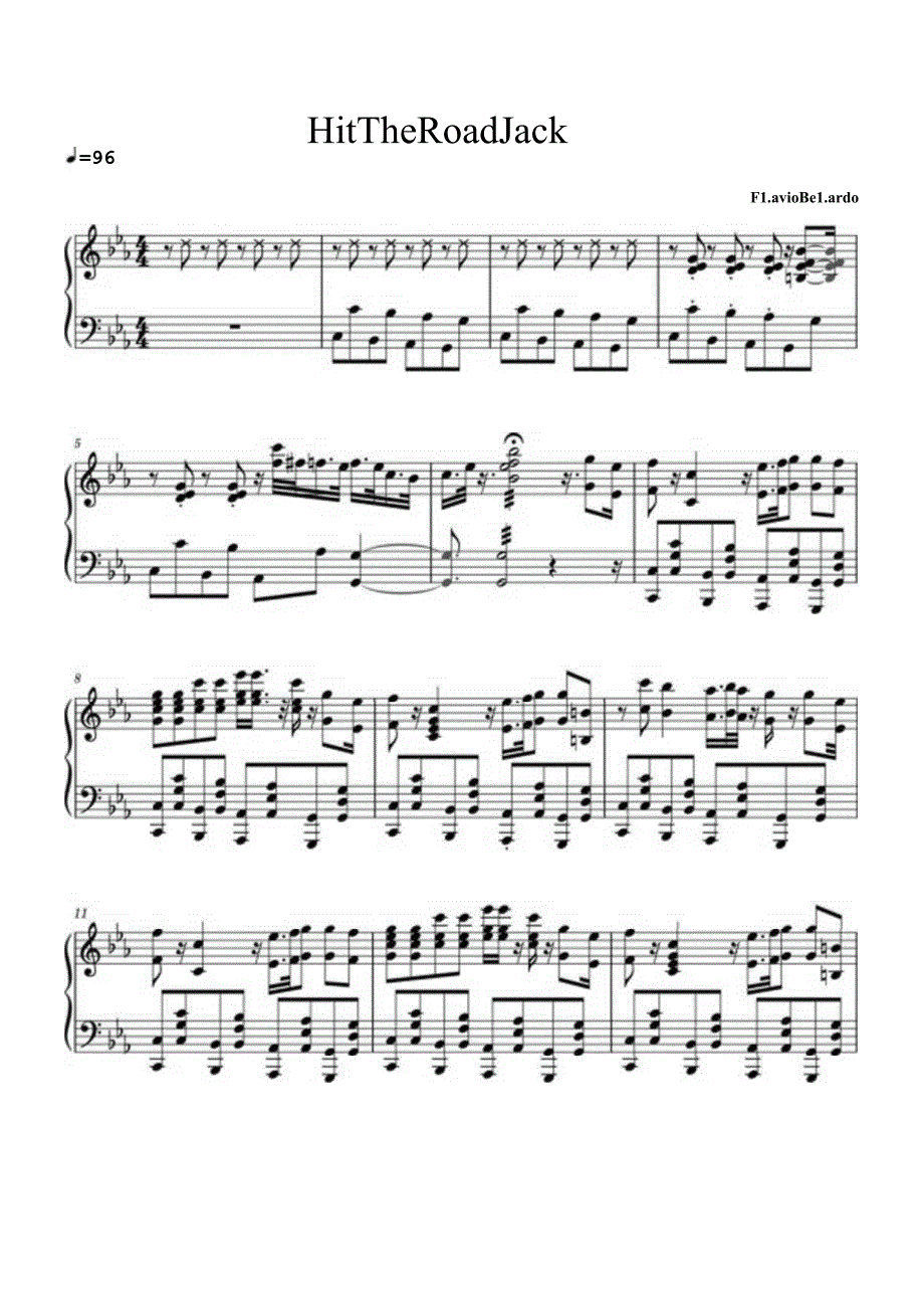 Hit The Road Jack 改编版 高清钢琴谱五线谱.docx_第1页