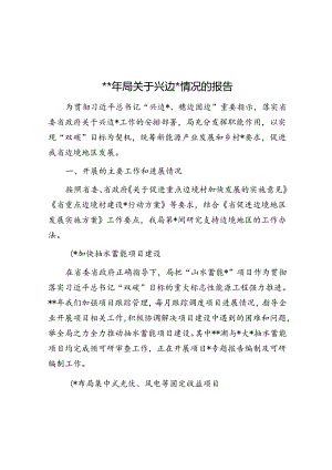 2024年局关于兴边富民情况的报告.docx
