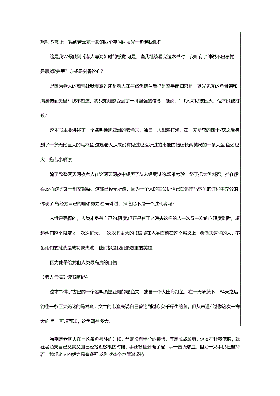 2024年《老人与海》读书笔记汇编.docx_第3页