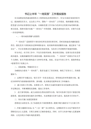 书记上半年“一岗双责”工作落实报告.docx