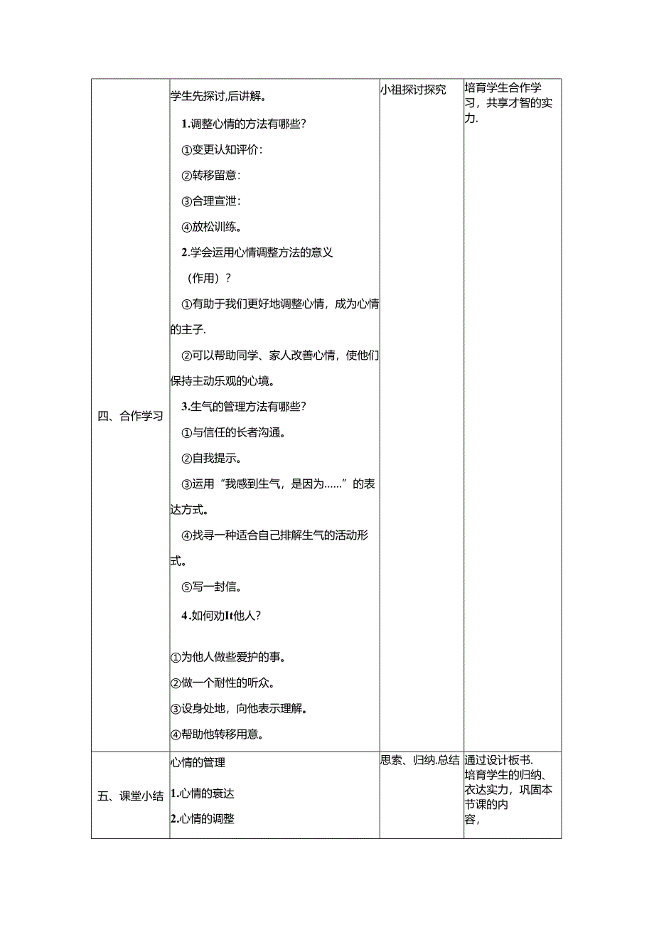 人教版《道德与法治》七年级下册:4.2 情绪的管理 教学案(无答案).docx_第3页