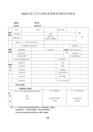 2024年度卫生专业技术资格考试报名申报表.docx
