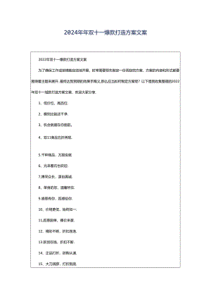 2024年年双十一爆款打造方案文案.docx