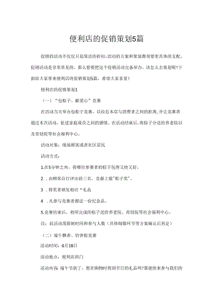 便利店的促销策划5篇.docx