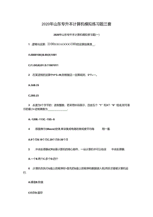 2020年山东专升本计算机模拟练习题三套.docx