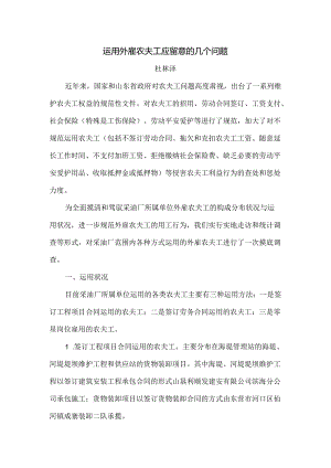 使用外雇农民工应注意的几个问题.docx