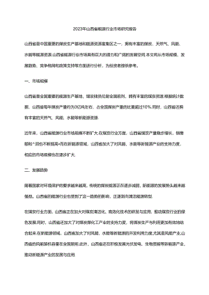 2023年山西省能源行业市场研究报告.docx